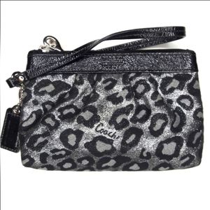 SOLD DO NOT BUY  Coach Ocelot Metallic Silver & Black Wristlet